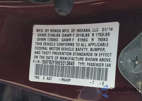 2014 Honda Civic Lx z USA, uszkodzony, nr VIN 19XFB2F55EE013845